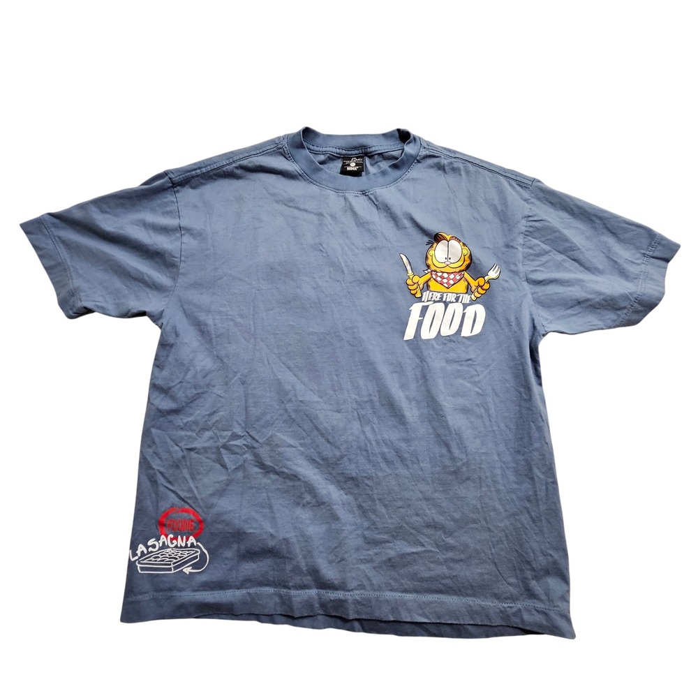 Garfield Redox Blue Graphic T-Shirt Mens Large Foodie When Do We Eat Lasagna Tee